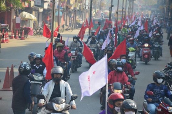 DYFI held bike Rally in Protest against Unemployment Problems under Undemocratic Govt